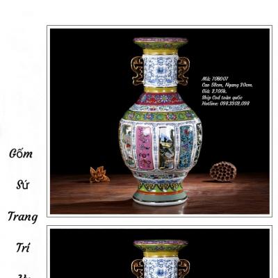 Bình họa tiết Sơn Thủy Bốn Mùa